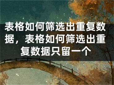 表格如何筛选出重复数据，表格如何筛选出重复数据只留一个