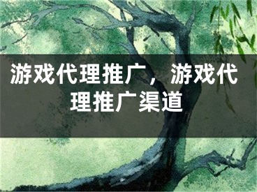 游戏代理推广，游戏代理推广渠道