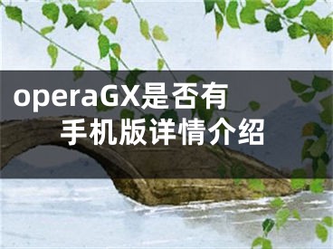 operaGX是否有手机版详情介绍