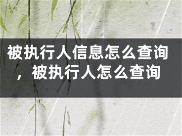 被执行人信息怎么查询，被执行人怎么查询