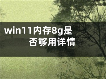 win11内存8g是否够用详情