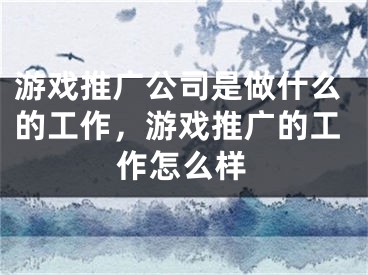 游戏推广公司是做什么的工作，游戏推广的工作怎么样