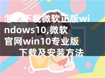 怎么下载微软正版windows10,微软官网win10专业版下载及安装方法