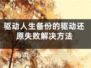 驱动人生备份的驱动还原失败解决方法