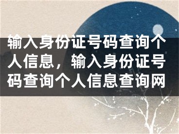 输入身份证号码查询个人信息，输入身份证号码查询个人信息查询网