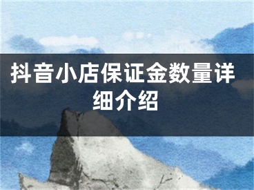 抖音小店保证金数量详细介绍