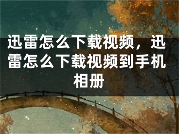 迅雷怎么下载视频，迅雷怎么下载视频到手机相册