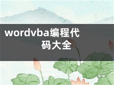 wordvba编程代码大全