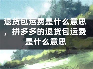 退货包运费是什么意思，拼多多的退货包运费是什么意思