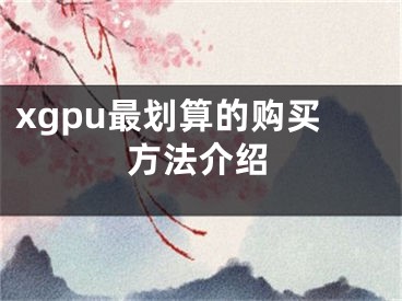 xgpu最划算的购买方法介绍