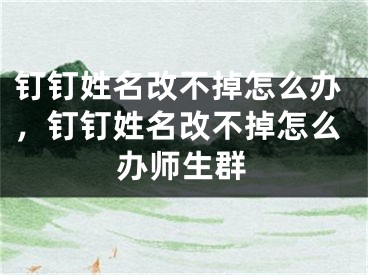 钉钉姓名改不掉怎么办，钉钉姓名改不掉怎么办师生群