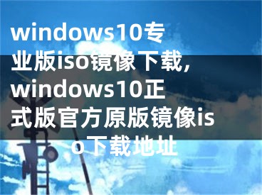 windows10专业版iso镜像下载,windows10正式版官方原版镜像iso下载地址