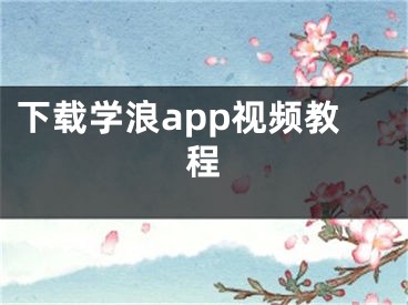 下载学浪app视频教程