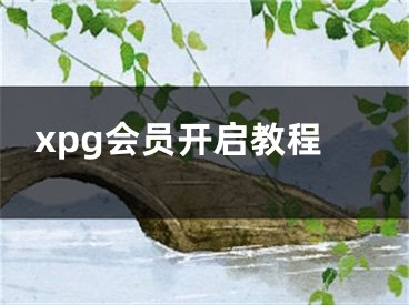 xpg会员开启教程