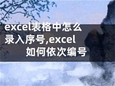 excel表格中怎么录入序号,excel如何依次编号