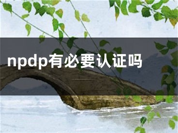 npdp有必要认证吗