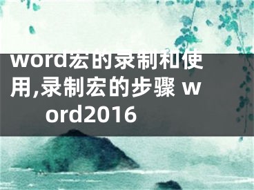 word宏的录制和使用,录制宏的步骤 word2016