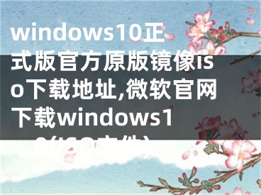 windows10正式版官方原版镜像iso下载地址,微软官网下载windows10(ISO文件)