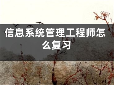 信息系统管理工程师怎么复习