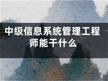 中级信息系统管理工程师能干什么