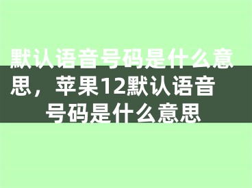 默认语音号码是什么意思，苹果12默认语音号码是什么意思