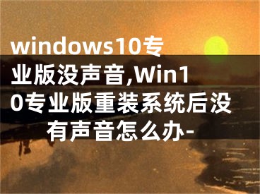 windows10专业版没声音,Win10专业版重装系统后没有声音怎么办-