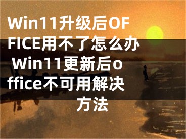 Win11升级后OFFICE用不了怎么办 Win11更新后office不可用解决方法