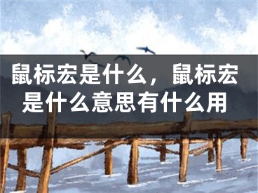 鼠标宏是什么，鼠标宏是什么意思有什么用