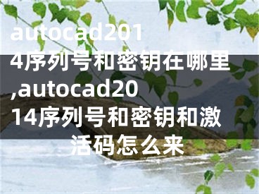 autocad2014序列号和密钥在哪里,autocad2014序列号和密钥和激活码怎么来