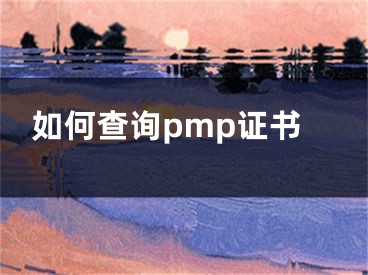 如何查询pmp证书