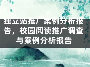 独立站推广案例分析报告，校园阅读推广调查与案例分析报告