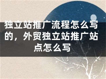 独立站推广流程怎么写的，外贸独立站推广站点怎么写