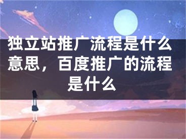 独立站推广流程是什么意思，百度推广的流程是什么 