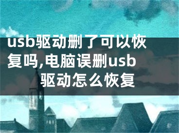 usb驱动删了可以恢复吗,电脑误删usb驱动怎么恢复