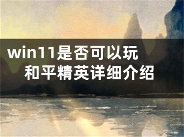 win11是否可以玩和平精英详细介绍