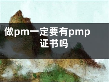 做pm一定要有pmp证书吗