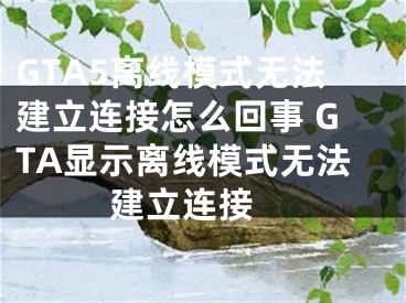 GTA5离线模式无法建立连接怎么回事 GTA显示离线模式无法建立连接 