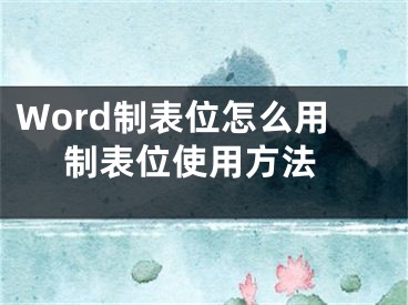 Word制表位怎么用 制表位使用方法