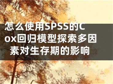 怎么使用SPSS的Cox回归模型探索多因素对生存期的影响 