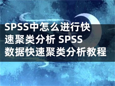 SPSS中怎么进行快速聚类分析 SPSS数据快速聚类分析教程