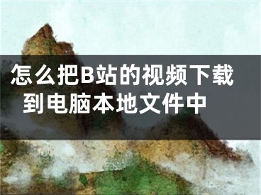 怎么把B站的视频下载到电脑本地文件中 