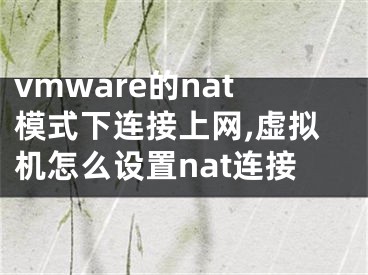 vmware的nat模式下连接上网,虚拟机怎么设置nat连接