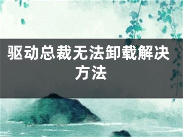 驱动总裁无法卸载解决方法