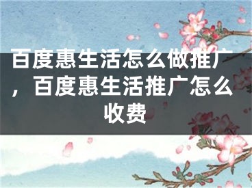 百度惠生活怎么做推广，百度惠生活推广怎么收费