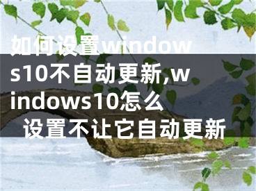 如何设置windows10不自动更新,windows10怎么设置不让它自动更新