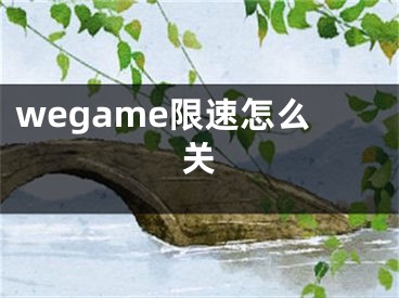 wegame限速怎么关