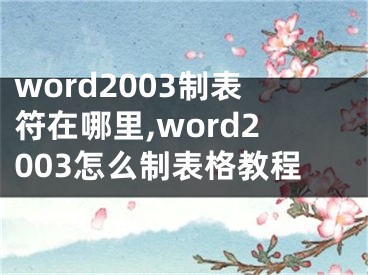 word2003制表符在哪里,word2003怎么制表格教程