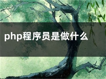 php程序员是做什么