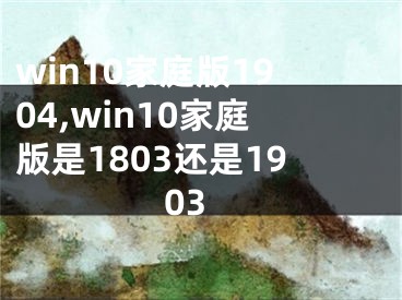 win10家庭版1904,win10家庭版是1803还是1903