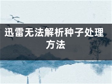 迅雷无法解析种子处理方法